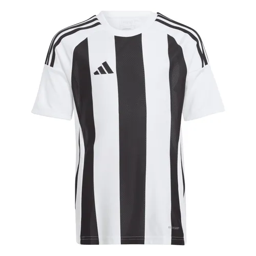 adidas Performance Striped 24 Trikot Kids – Schwarz/Weiß, Größe 116 EU - Stylisches Fußballtrikot für Kids mit AEROREADY-Technologie für besten Tragekomfort. Ideal für sportliche Aktivitäten und das Training in der Freizeit.