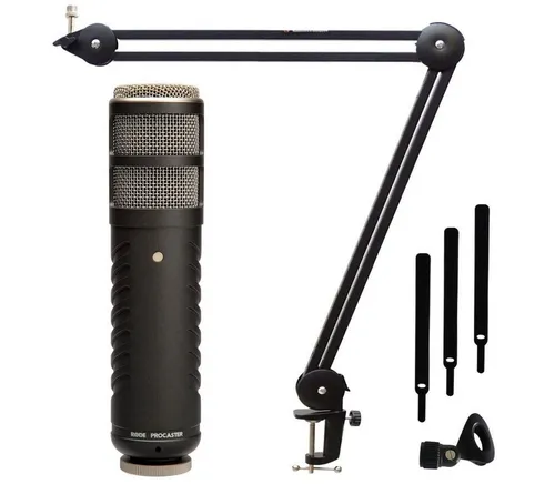 RØDE Procaster Mikrofon mit MS138 Mikrofonarm - Professionelles Rundfunkmikrofon mit exzellentem Klang und integriertem Popfilter, kombiniert mit einem flexiblen Mikrofonarm für optimale Positionierung im Heimstudio oder beim Podcasting.