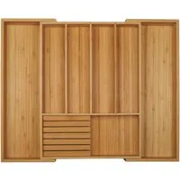 SOTECH ORGA-BOX UNIVERSAL Besteckkasten Bambus Verstellbar Für Schrankbreite 500 - 600 mm bis 7 Fächer inkl. Messerblock