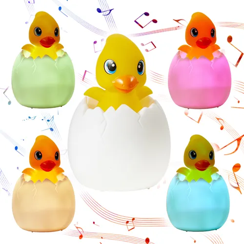 Northpoint LED Akku Nachtlicht mit Schlummermelodien für Kinder mit Fernbedienung Kindernachtlicht, Timerfunktion, Musik 130 Lieder, Touch Sensor, Farbwechsel Energiesparend Kücken