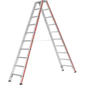 Hymer Stufenstehleiter beidseitig begehbar, 2x10 Stufen - Leitern mit ergonomischer Stufentiefe von 80 mm, ideal für sicheres Arbeiten. Verwindungsstabil, mit zuverlässiger Spreizsicherung und nach EN 131 geprüft.
