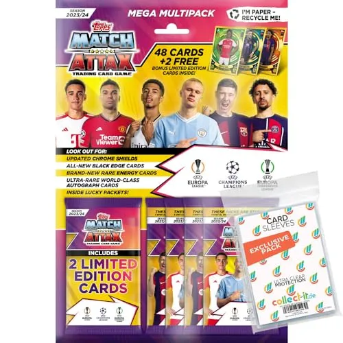 Bundle mit Champions League 2023/24 - Trading Cards - 1 Mega Multipack + Exklusive collect-it Hüllen