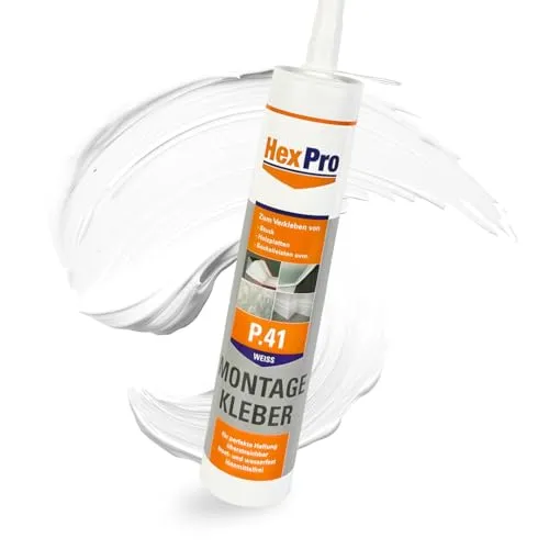 HexPro P41 Montagekleber stark, Innen & Außen geruchsneutral Alleskleber Wasserdispersionsbasis Klebstoff (7 Kartuschen P41) Kontaktkleber 1-Komponent nicht entflammbar