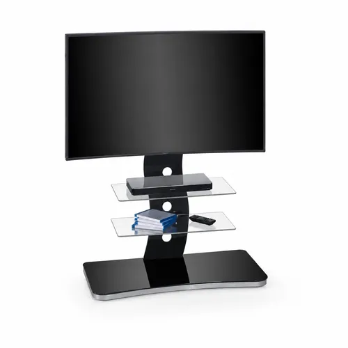 HOOZ TV-Rack mit schwenkbarer Halterung aus Schwarzglas