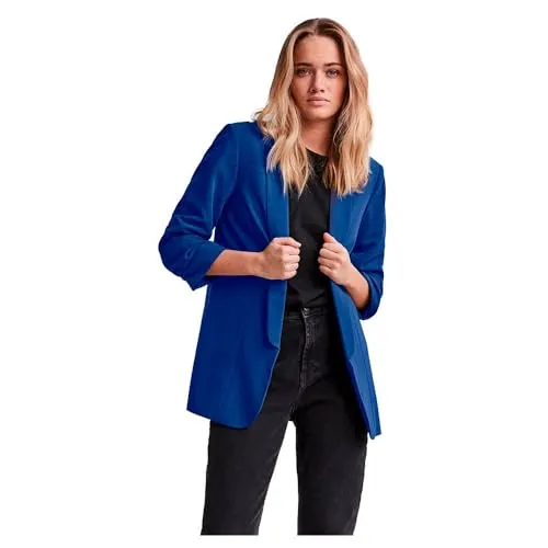 pieces Blusenblazer PCBOSELLA 3/4 mit Faltendetail - Mazarine Blue - Blusenblazer in Mazarine Blue, mit Faltendetail am Ärmel für einen besonderen Look, ideal für den casual Stil und bequem zu tragen.