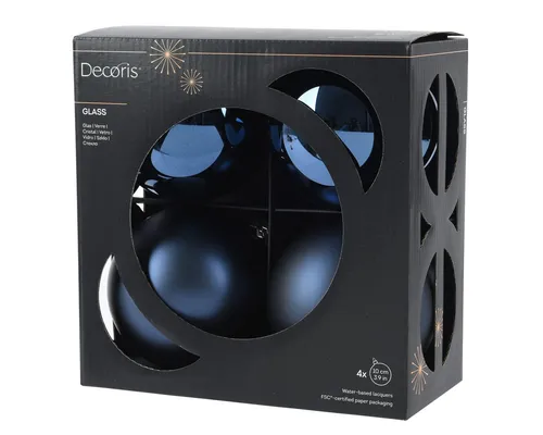 Kaemingk Weihnachtsbaumkugel, Weihnachtskugeln Glas 10cm 4 Stück - Nachtblau