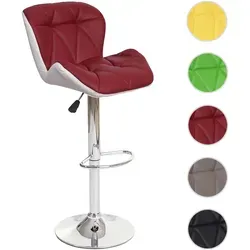 Mendler Barhocker HWC-A92 - Höhenverstellbar und Drehbar in Bordeaux - Moderne Barhocker aus Kunstleder mit stabilen verchromten Stahlgestell, höhenverstellbar und drehbar für optimalen Sitzkomfort. Ideal für Küche oder Bar.