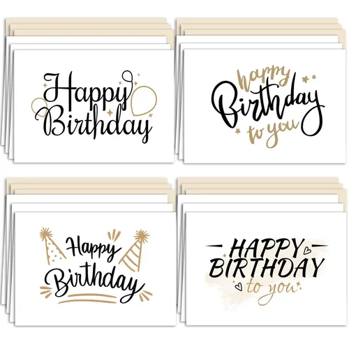 Geburtstagskarten Set mit Umschlag Glückwunschkarten Happy Birthday 12