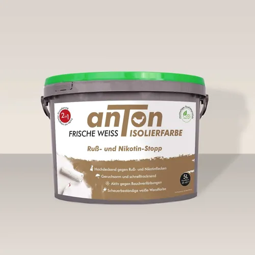 Antons Russ- und Nikotinfarbe 5L weiss, gegen hartnäckige Verfärbungen