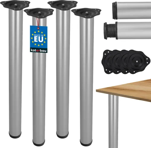 KOTARBAU® Verstellbare Tischbeine 71-74,5 cm Stahl Silber Aluminium 4er Set