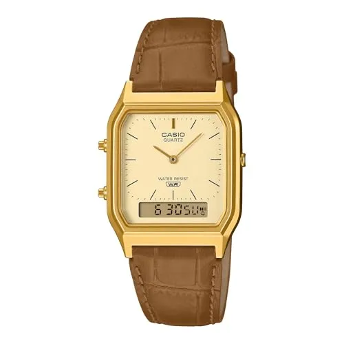 Casio Uhr AQ-230EGL-9A Vintage Gold Gelb - Elegante Armbanduhr im Vintage-Design mit goldfarbenem Gehäuse und gelbem Zifferblatt, ideal für stilbewusste Träger.
