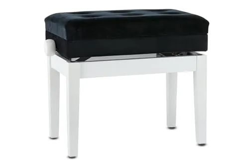 GEWA Pianobank Deluxe Compartment - Weiß Matt mit Notenfach - Klavier-Sitzbänke mit hochwertiger Massivholzkonstruktion und einer beeindruckenden Bruchlast von über 2 Tonnen für maximale Stabilität und Sicherheit.