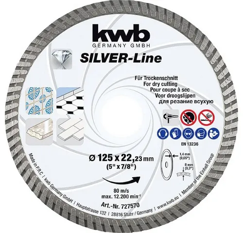diamant Kreissägeblatt Diamant-Trennscheibe dünn 125mm, Dünne Diamant-Trennscheibe, 125 mm Durchmesser, für Beton geeignet