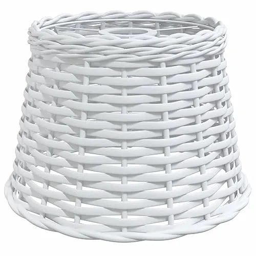 vidaXL Lampenschirm, Deckenlampenschirm für Wohnzimmer Schlafzimmer Esszimmer, Hängelampenschirm mit 1 lackierter Eisenfassung, Deckenlampe Schirm Tischlampe Schirm, Weiß Korbweide