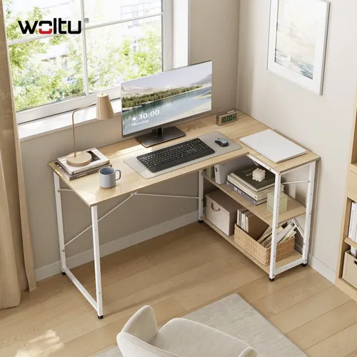 WOLTU Schreibtisch Arbeitstisch Bürotisch  Computertisch mit Ablagen 120x73x72cm