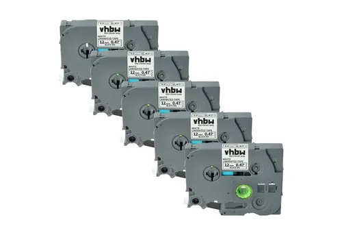 vhbw Beschriftungsband passend für Brother ST 1150, 1150DX, 5 Beschriftungsgerät, Hochwertige Patronen für Ihren Etikettendrucker, Ihr