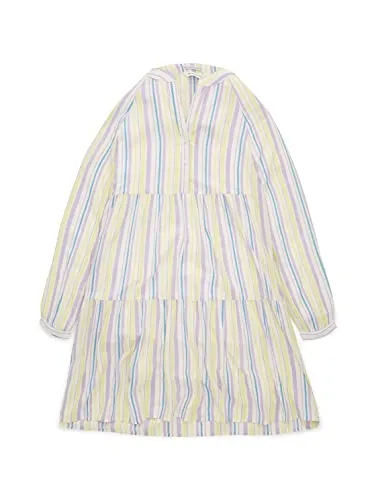 TOM TAILOR Sommerkleid - Elegantes Halbarm-Kleid mit Henleyausschnitt, gestreift und aus nachhaltigen Viskosefasern, ideal für warme Tage und ein stilvolles Outfit.