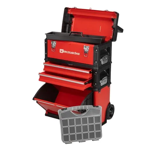 Werkzeugkönig Werkzeugtrolley 3 Teile Rot