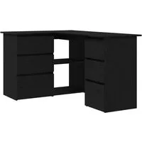 vidaXL Moderner Eckschreibtisch in Schwarz-Eiche - Kinderschreibtische mit viel Stauraum, ideal für Heimbüros und Lerngebrauch, platzsparendes L-förmiges Design für optimalen Platz und Ordnung.