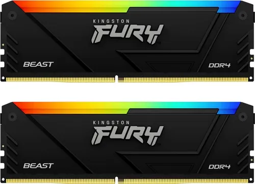 KINGSTON FURY Beast RGB 32GB (2x16GB) DDR4-3200 RAM - RAM PC mit beeindruckendem RGB-Licht und hoher Geschwindigkeit von 3200 MHz für ein optimales Gaming-Erlebnis.