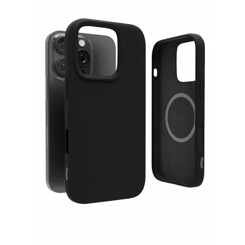 Allity Handyhülle für iPhone 16 Pro Max Silikon Case Mag Schwarz 6,1 Zoll - Schutzhülle Schmutzabweisend - Kratzfest und Rutschfestm, Erhöhten Kanten für Kameraschutz, iPhone 16 pro max hülle magsafe