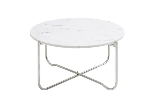 riess-ambiente Couchtisch NOBLE Ø65cm - Weiß/Silber - Eleganter Couchtisch mit abnehmbarer Marmor-Tischplatte, handmade und einzigartig in Maserung, ideal für stilvolle Wohnzimmer.