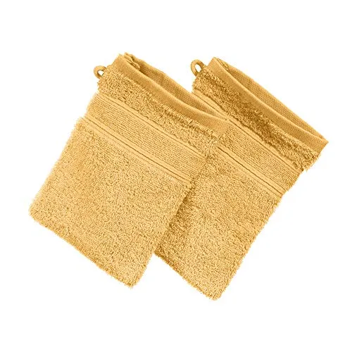Erwin Müller Waschhandschuh Karlsruhe 2er- Pack 100% Baumwolle gelb Größe 15x21 cm - extrem saugstark, leicht, flauschig weich, hautschmeichelnd (weitere Farben)