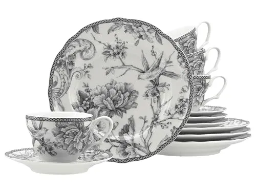 CreaTable Adelaide Grau Kaffeeservice 12-teilig in grau von CreaTable