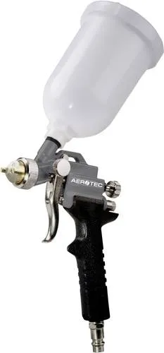 Aerotec MINI Lackierpistole 0,5 mm für Autolackierung - Lackier- & Farbspritzpistole mit Turboausblaspistole für KFZ und Landwirtschaft, inklusive 30 cm Schaumstoffschutz für perfektes Handling und progressive Luftmengenerhöhung.