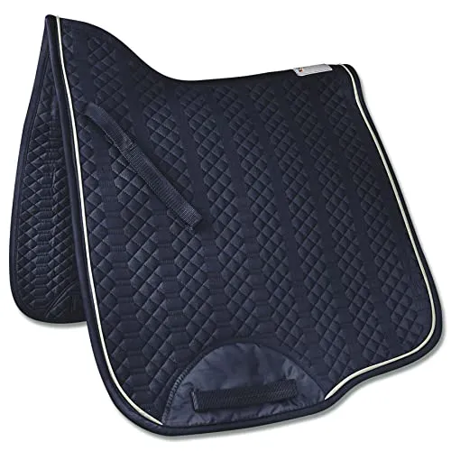 WALDHAUSEN Schabracke Lugano - Anatomisch geformte Schabracke mit hoher Widerrist-Freiheit für optimalen Komfort. Ideal für den Einsatz im Pferdesport. Größe D in edlem nachtblau/creme.