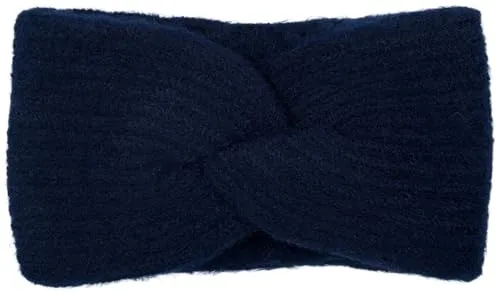 styleBREAKER Damen Strick Stirnband mit Twist Knoten und Rippenmuster einfarbig, warmes Winter Haarband, Headband 04026072, Farbe:Dunkelblau