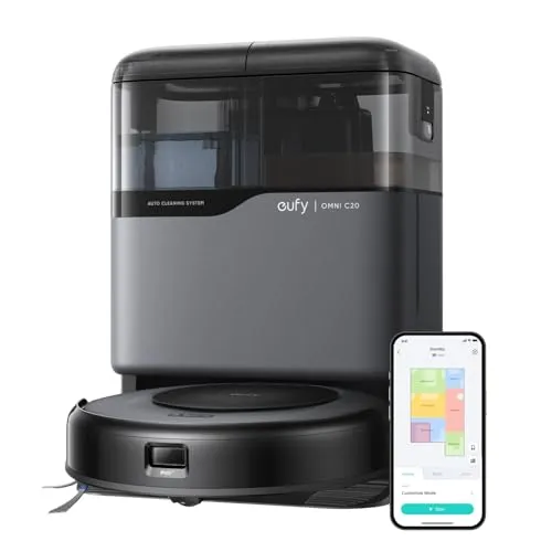 eufy Saugroboter Omni C20 mit All-in-One-Station - Roboterstaubsauger mit Auto-Entleerung, Wasch- und Trocknungsfunktion für mühelose Wartung. Mit 7.000Pa Saugkraft entfernt er effizient Schmutz und Tierhaare, ideal für ein sauberes Zuhause.