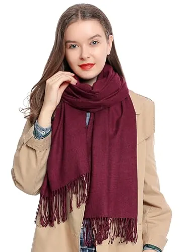 DonDon Schal Damen Winter Wollschal Winterschal warm weich 185 x 65 cm berry