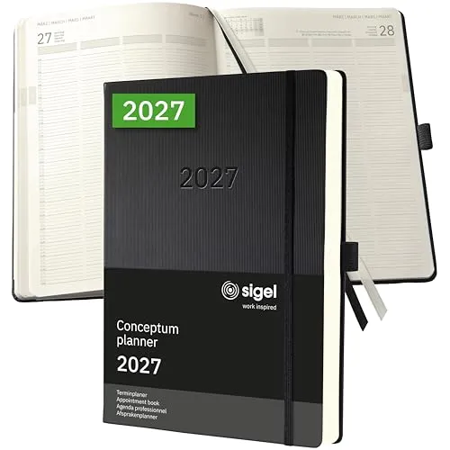 Terminplaner Conceptum 2027, A4+, schwarz - Eleganter Terminplaner für 2027 im A4+ Format. Praktische Funktionen und edles Design helfen Ihnen, den Überblick im Arbeitsalltag zu behalten. Immer gut organisiert mit 480 Seiten für eine effektive Planung.