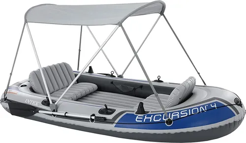 Intex Boots-Überdachung 160x142cm - Sonnenschutz für INTEX-Bootsmodelle, bietet 50+ UV-Schutz und Schutz vor Regen. Einfacher Aufbau mit verstellbaren Gurten und Schnellverschlusshaken.