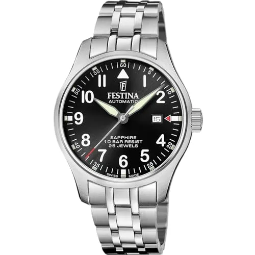 Festina Automatic F20151/D Herren Automatikuhr - Armbanduhren für Herren, elegante Automatikuhr mit robustem Edelstahlgehäuse und kratzfestem Saphirglas für höchste Langlebigkeit.