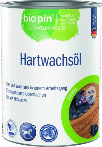 Biopin Hartwachsöl farblos 2,5 L - Fußboden Baustoffe, stark strapazierfähig und hoch elastisch, belebt die Holzmaserung für eine natürliche Optik.