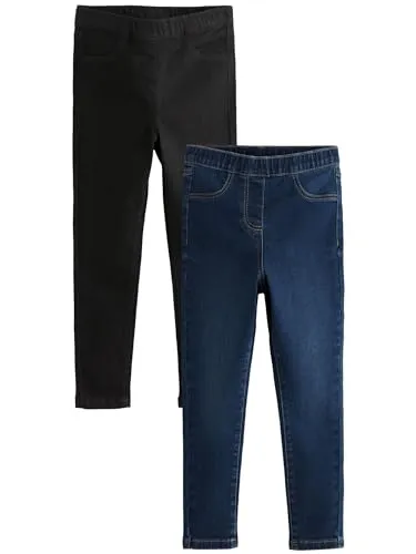 NEXT Jeggings 2er-Pack Schwarz/Grau für 7 Jahre - Leggings für Mädchen im aktuellen Design aus England, perfekt für stylische Outfits und hohen Tragekomfort.