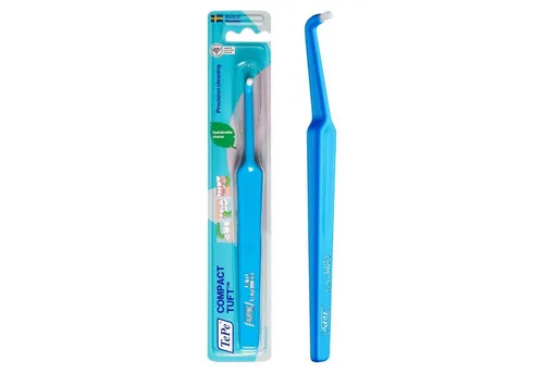 TePe Compact Tuft Einbüschelbürste, 5 Stück - Handzahnbürsten mit abgewinkeltem Kopf für präzise Reinigung schwer zugänglicher Stellen, ideal für Prothesen und Zahnspangen, CO₂-Fußabdruck um 80 % reduziert.