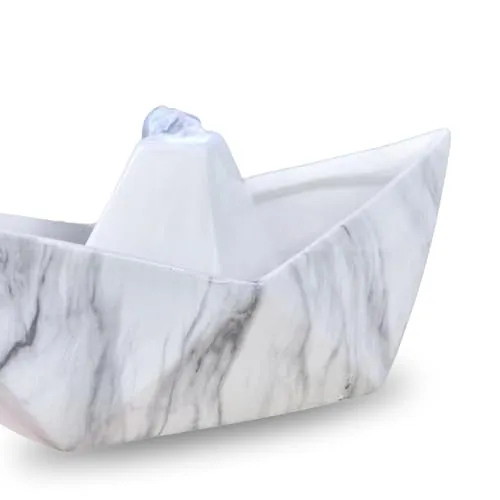 Keramische Innenbrunnen Authentische Schöpfung farbenfrohe leichte Marmoreffekt, Tischbrunnen, H21X32X14CM - Segelzen'light, Weiss