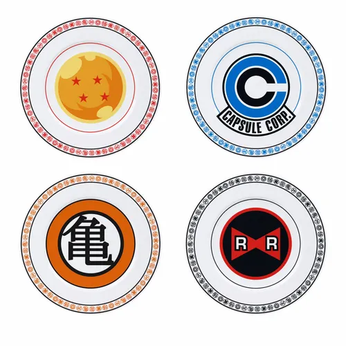 ABYstyle Teller-Set Dragonball Z 4-tlg. - Bunte Porzellan Speiseteller - Teller-Set mit 4 bunten Dragonball Z Motiven, ideal für Fans und perfekt für jedes Essen. Aus hochwertigem Porzellan gefertigt, sorgt es für ein stylisches Dining-Erlebnis.