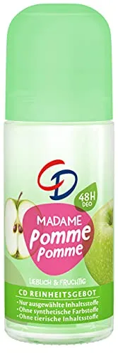 CD Deo Roll-On 'Madame Pomme Pomme', 50 ml, Deodorant ohne Aluminiumsalze, mit frischem Apfel-Duft und Salbei, lang anhaltender Schutz für 48 h, für empfindliche Haut geeignet, vegan