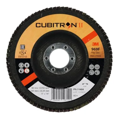 3M Cubitron II Fächerscheibe 969F, 125 mm x 22 mm, 80+, flach
