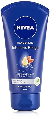 NIVEA Intensive Pflege Hand Creme (75 ml) - Handcreme mit Mandel-Öl für intensive Feuchtigkeit, zieht schnell ein und sorgt für 24h geschmeidige Haut. Vegane Formel und dermatologisch getestet.