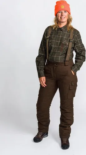 Pinewood Damen Jagd Hose Abisko 2.0 - Wanderhosen für Damen, ideale Regenhose aus robustem Material für optimalen Schutz bei Outdoor-Aktivitäten, Größe 44, Farbe: braun.