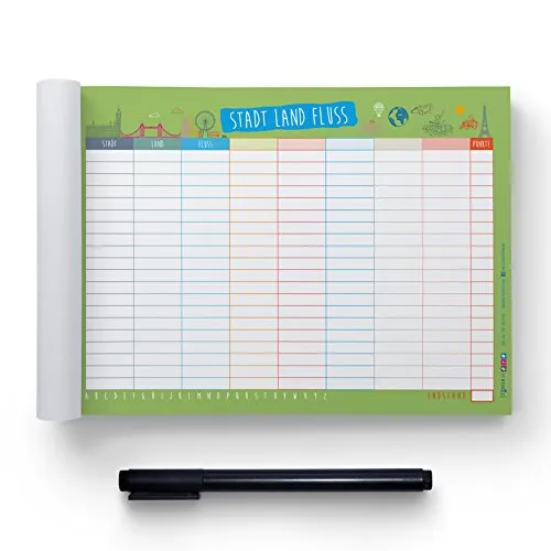 itenga Spieleblock/Reisespiel mit 50 Blatt (Stadt Land Fluss (DIN A5))