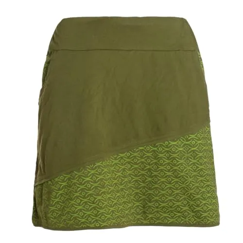 Vishes Damen Mini-Rock aus Baumwolle – Minimalistisch mit Taschen in Olive, Größe 42 - Eleganter Mini-Rock mit A-Linien-Schnitt und elastischem Bund für hohen Tragekomfort. Hergestellt aus 100% Baumwolle, ideal für vielseitige Outfits und entspannte Sommeraktivitäten.