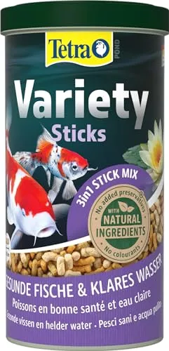 Tetra Pond Variety Sticks - Fischfutter-Mix für Teichfische aus drei verschiedenen Sticks, für die Gesundheit, Farbenpracht und Vitalität aller Fische im Teich, 1 L Dose