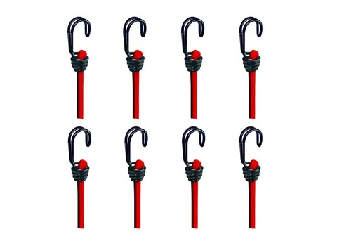 BASI Spanngummi Schlossverlängerung (Spar-Set, 4-tlg), 4er Set Gummispannseil, Doppelhaken 60 cm, bis 40 kg, rot, 8 Stück