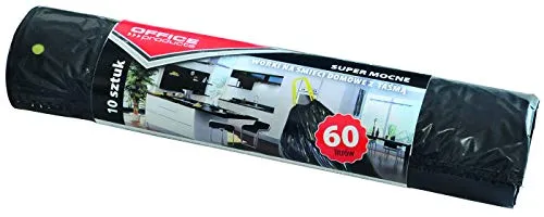 Office Products Müllbeutel 60 L - 10 Stück mit Zugband Extra Stark LDPE| Müllsäcke Mülltüte Abfallsäcke Mülltüte für Den Hausmüll für das Büro| Farbe: Schwarz | Foliendicke: 25 μm